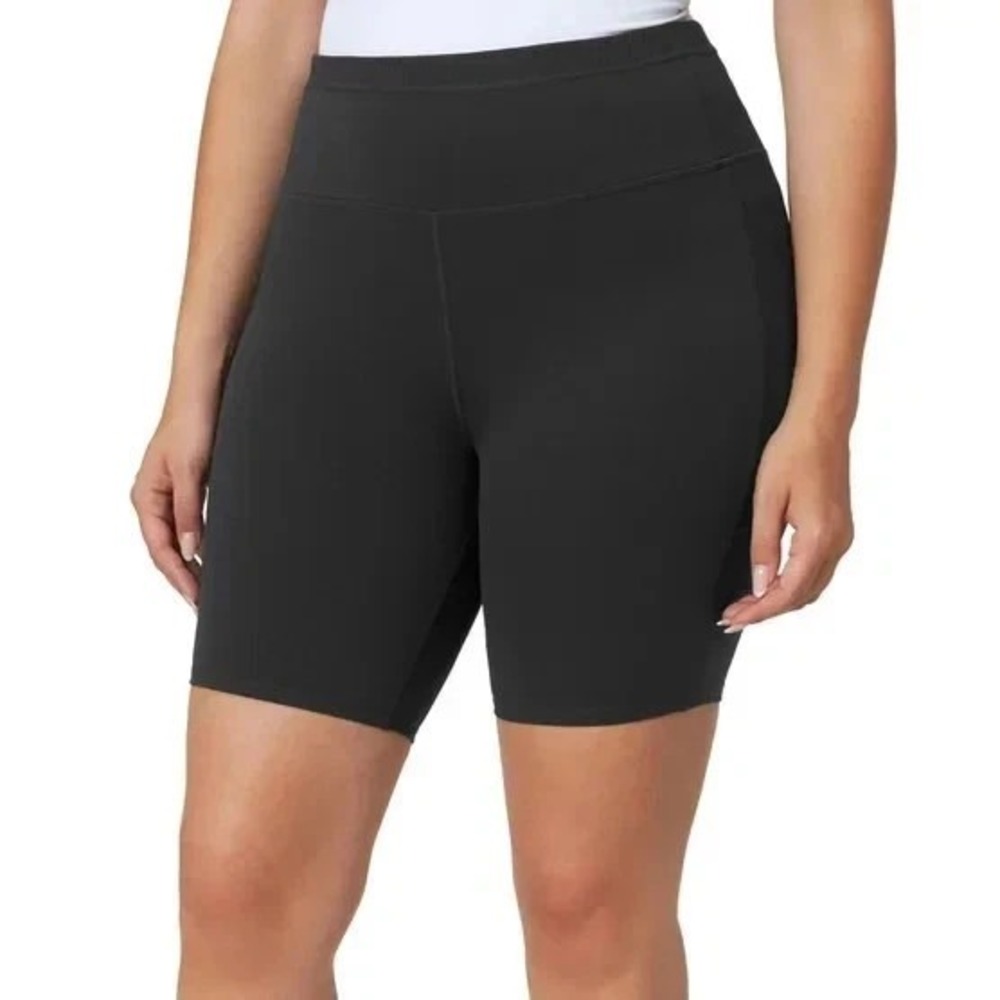 Mondetta Womens Active Bike Shorts Black High Waist Pockets Size Medium NEW